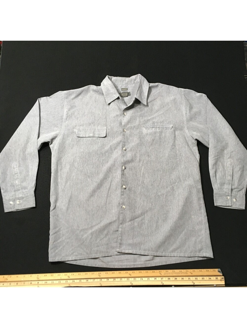Vintage 90s Bruno camp collar button shirt XL long sleeve silver Sueded